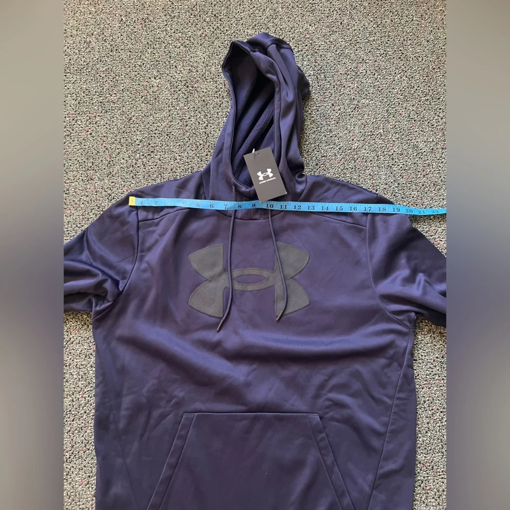 NWT UNDER ARMOUR Baby Blue Fleece Big Logo Lightweight Stretch Hoodie Sweatshirt